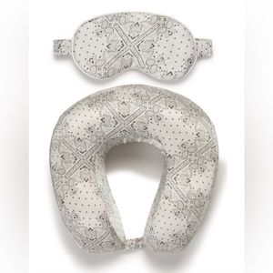 NIB Calpak Silk Travel Pillow and Eye Mask • White Bandana